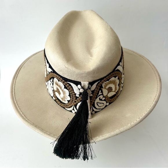 Hats N' Roses Stephanie Danielle Fedora Cowboy Hat Aurora Ivory Embroidered L - Picture 10 of 15